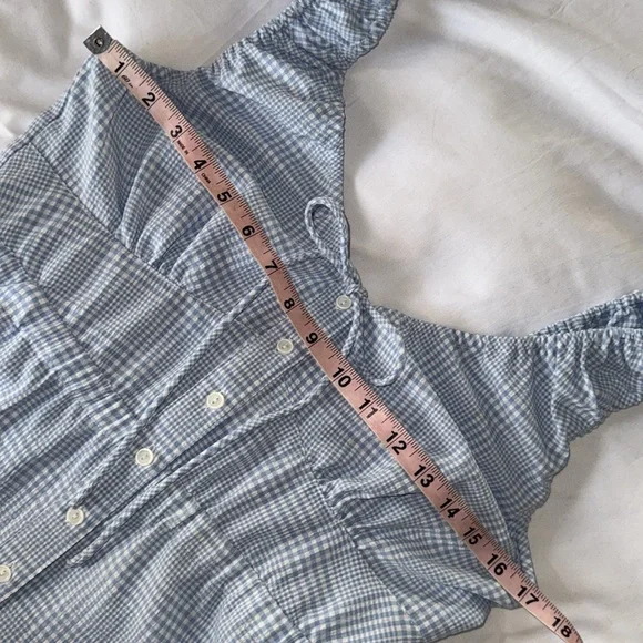 ASTR LIGHT BLUE AND WHITE GINGHAM TOP SIZE M MEDIUM - Picture 9 of 17